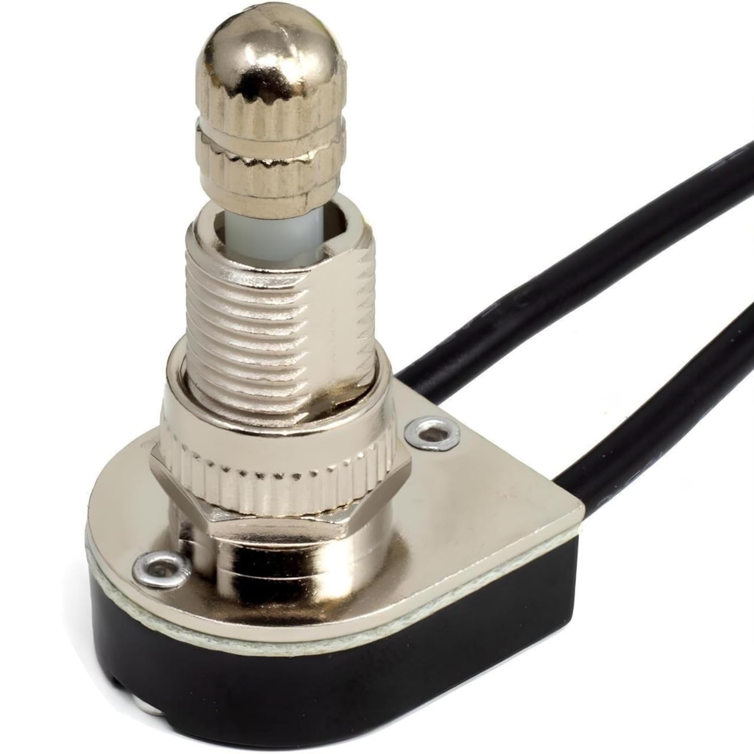 ZE-106M E89885 Rotary Lamp Switch Replacement Repair Kit On Off with Nickel Plated knob 2 Wire 3A 250VAC 6A 125VAC for Table Lamps, Floor Torchiere Lamps & Canopy Lights - 5/8" Shank
