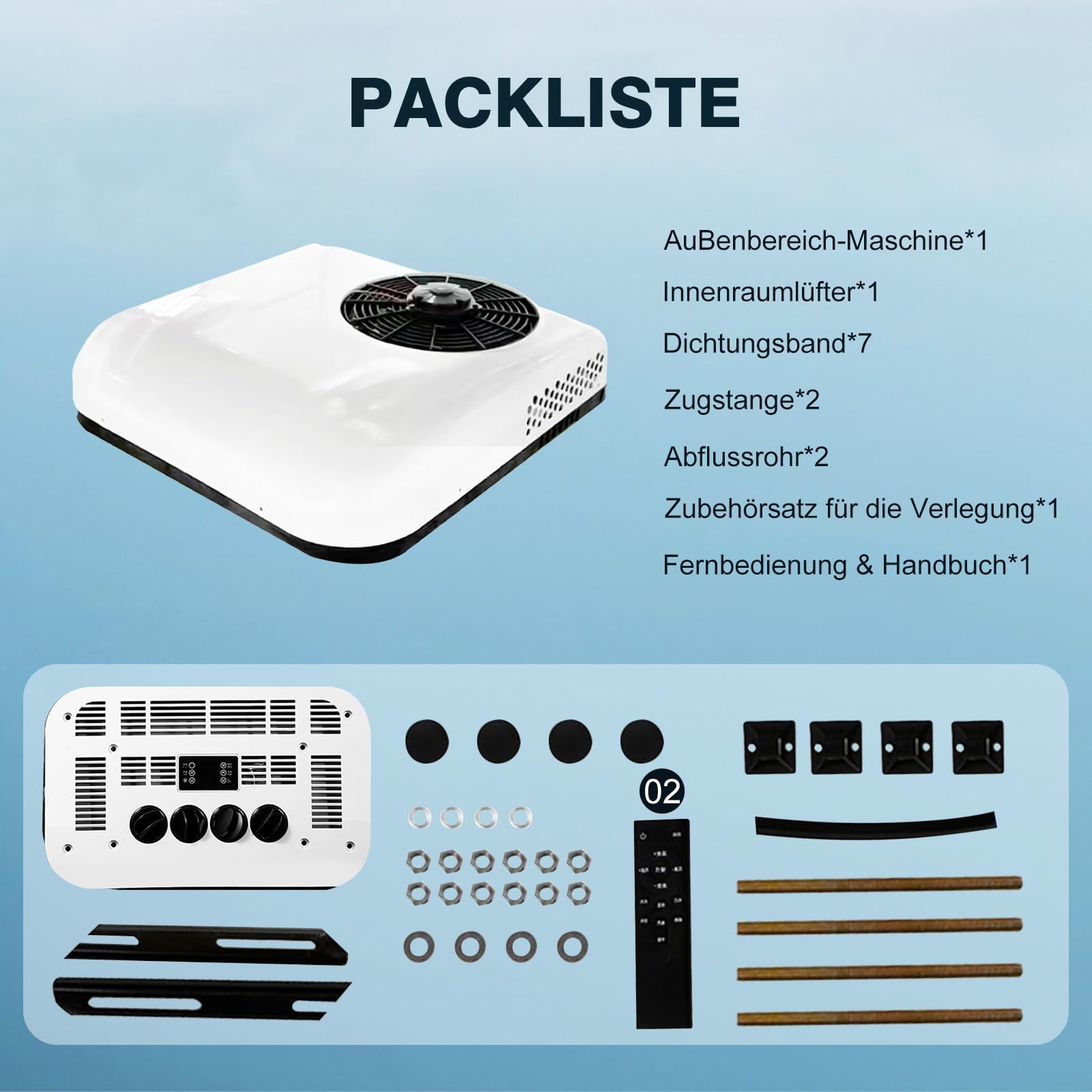 Aire acondicionado de 24 V para caravanas, autocaravanas, techo de CC, compresor de aire acondicionado móvil para furgonetas, todoterrenos, camiones, coches