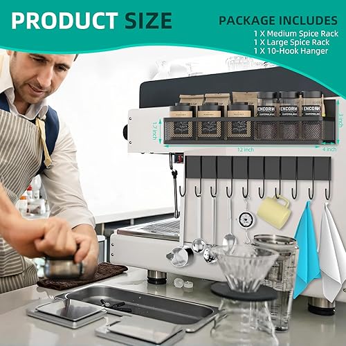 Miniatura 6 de Estante magnético para especias para refrigerador, estante magnético para especias, versión mejorada, paquete de 3 estantes magnéticos con 10