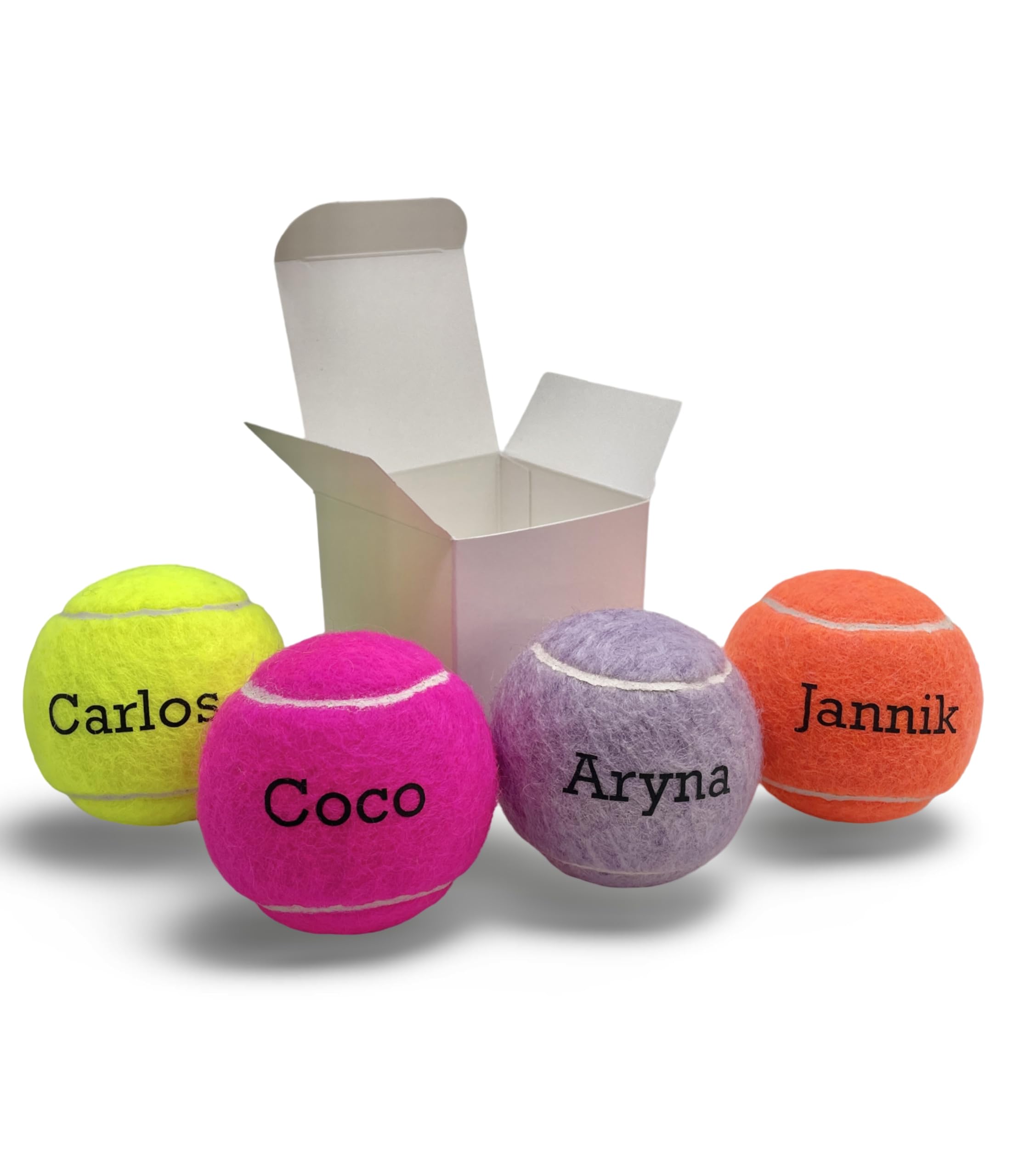 Balle de Tennis Personnalisée dans une Boîte | Texte Personnalisé | 10 Couleurs | Fabriquée au Royaume-Uni