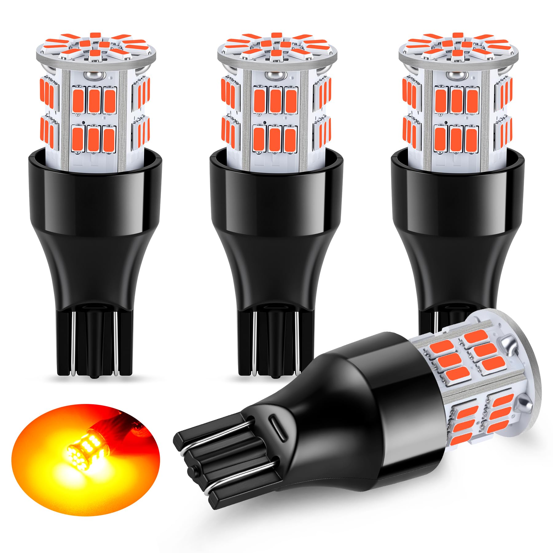 iFunyLED 4PCS 912 921 LED Bulb Brake Tail Light 12V-24V Super Bright T15 906 904 902 922 W16W LED Replacement Light Kit Set for Car Tail Brake Turn Signal Lights - Brilliant Red