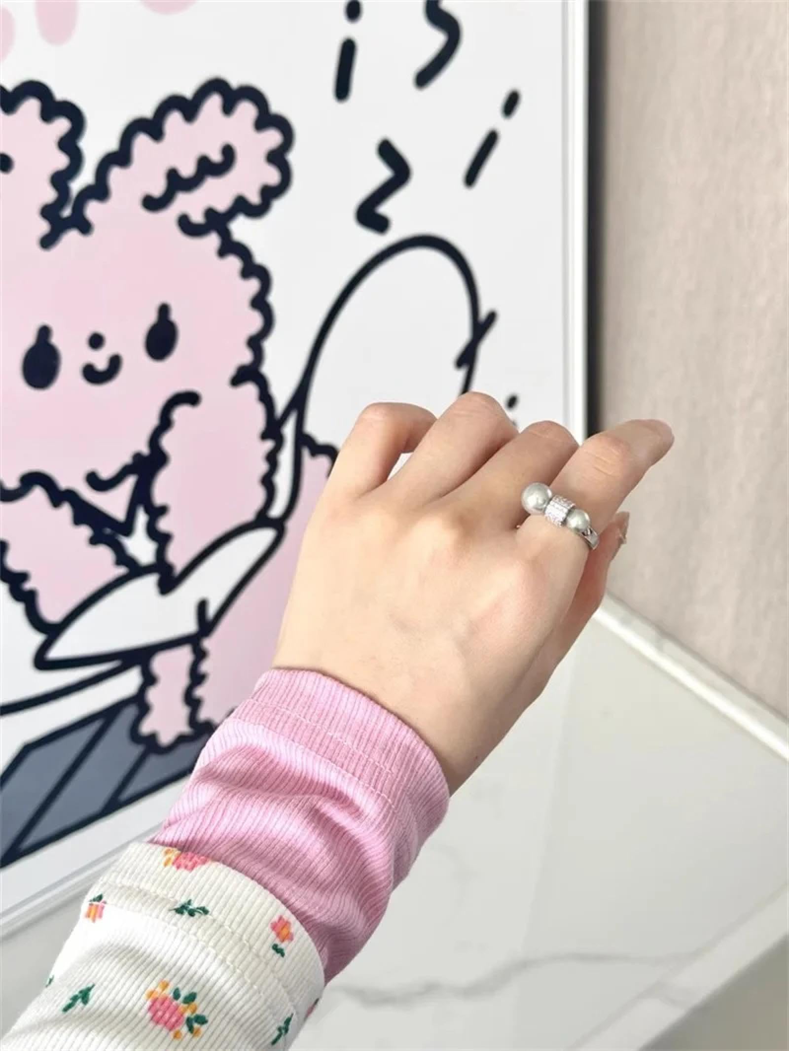 Ring Ringe Damen Bijouterie Herren Modischer Großer/Kleiner Perlen-Split-Ring Für Frauen, Nischendesign, Verstellbarer Zeigefingerring, Vintage, All-Match-Schmuck Für Den Alltag