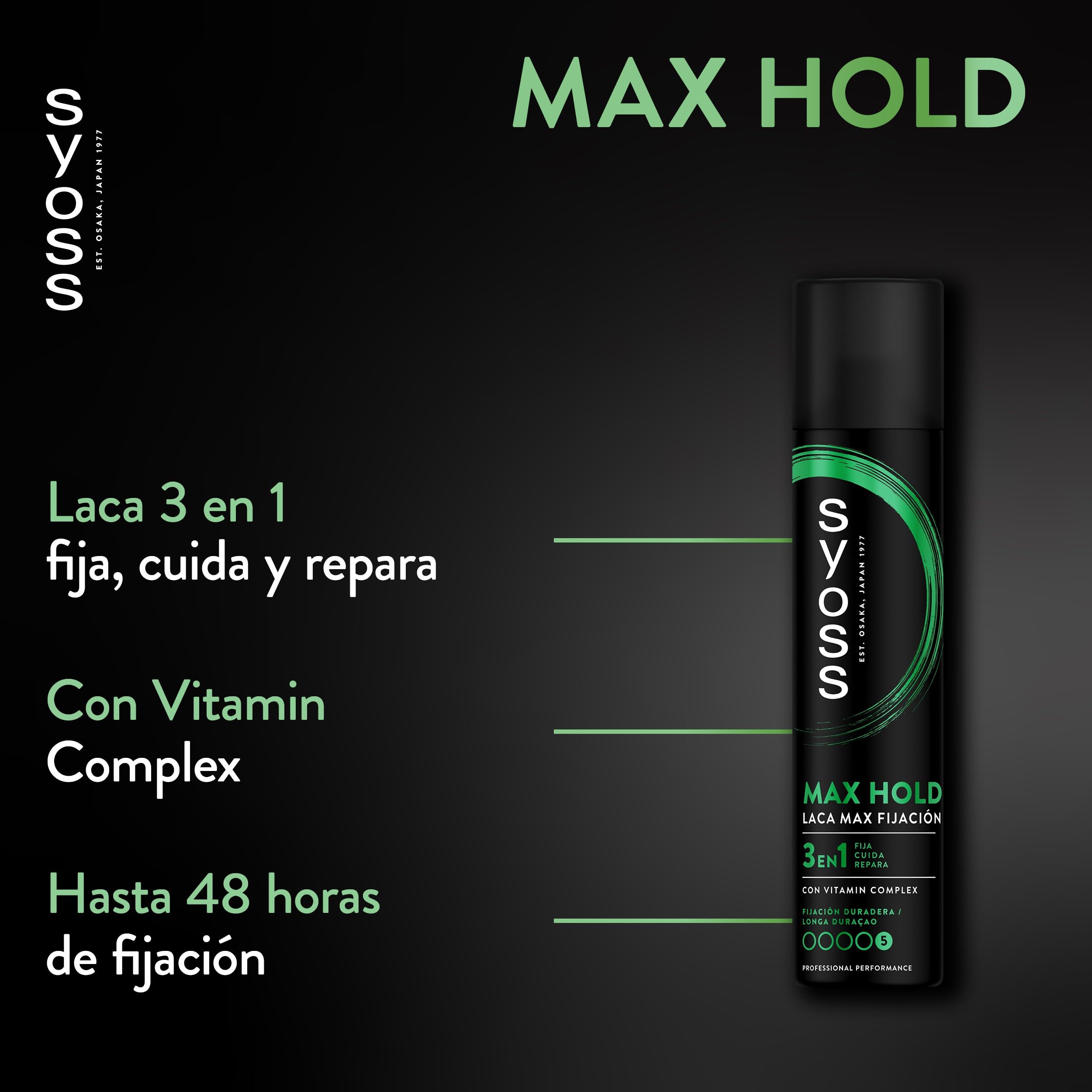 Syoss - Lakier Max mocowanie, 6 sztuk 300 ml (1800 ml), 48 h Mega mocne mocowanie, pomaga chronić włosy przed wilgocią i promieniami słonecznymi, włosy jak świeżo z salonu fryzjerskiego