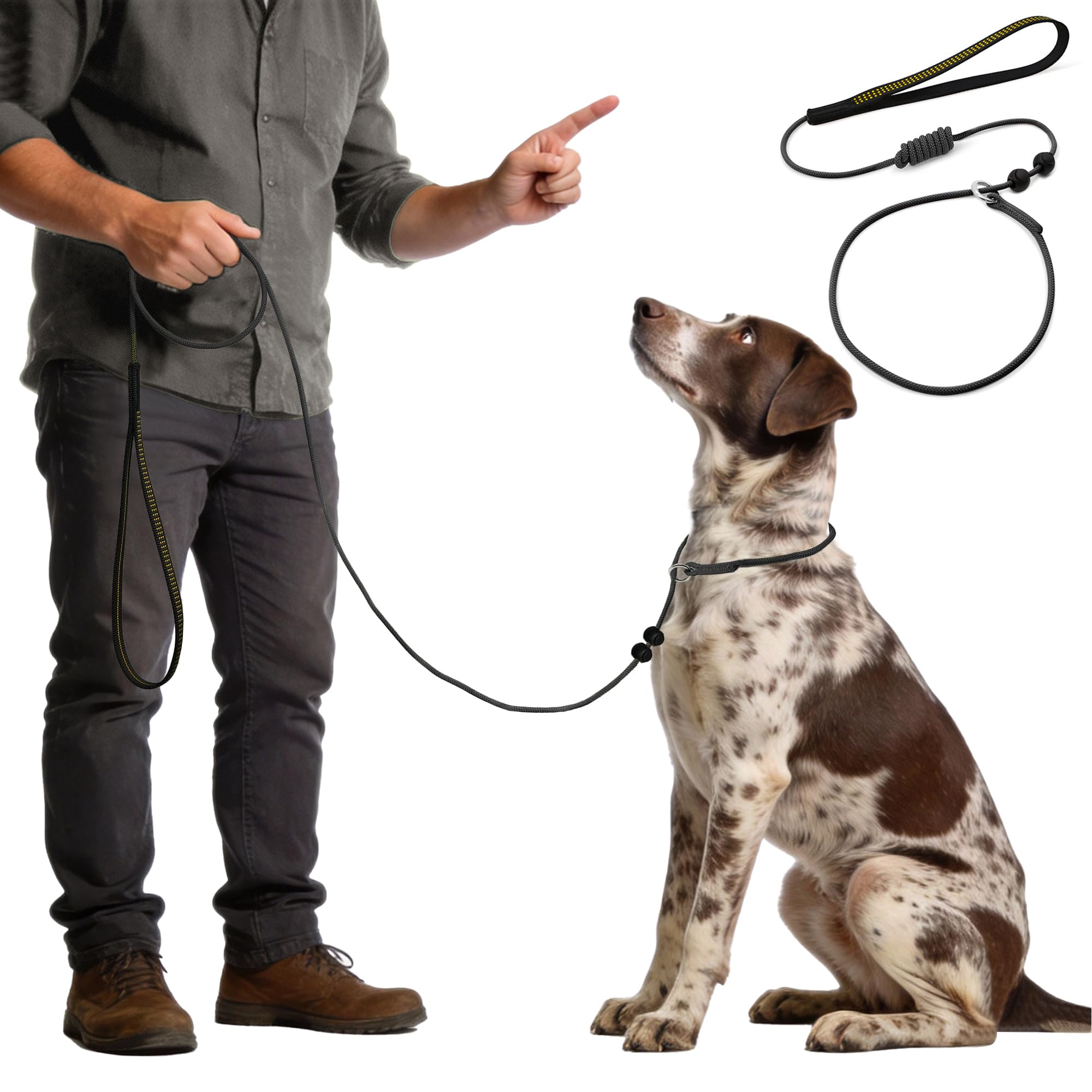 Slip Dog Leash for Small Medium Dogs Puppies Lightweight Thin but Sturdy Adjustable Slip Lead Soft and Slim 180cm Long 0.5cm Wide (Black, 1.8M Long)