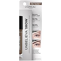 Vista 3 de L'Oreal Paris Unbelieva-Brow Gel tintado impermeable para cejas de larga duración, resistente a las manchas, a prueba de transferencia, secado
