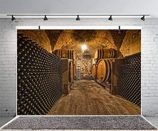 Yeele 10x8ft Vinyl Photo Backdrop Underground Wine Cellar Oak Barrels Bottles Ladder Grunge Wood Floor Photography Background Portrait Photo Shoot Studio Props …