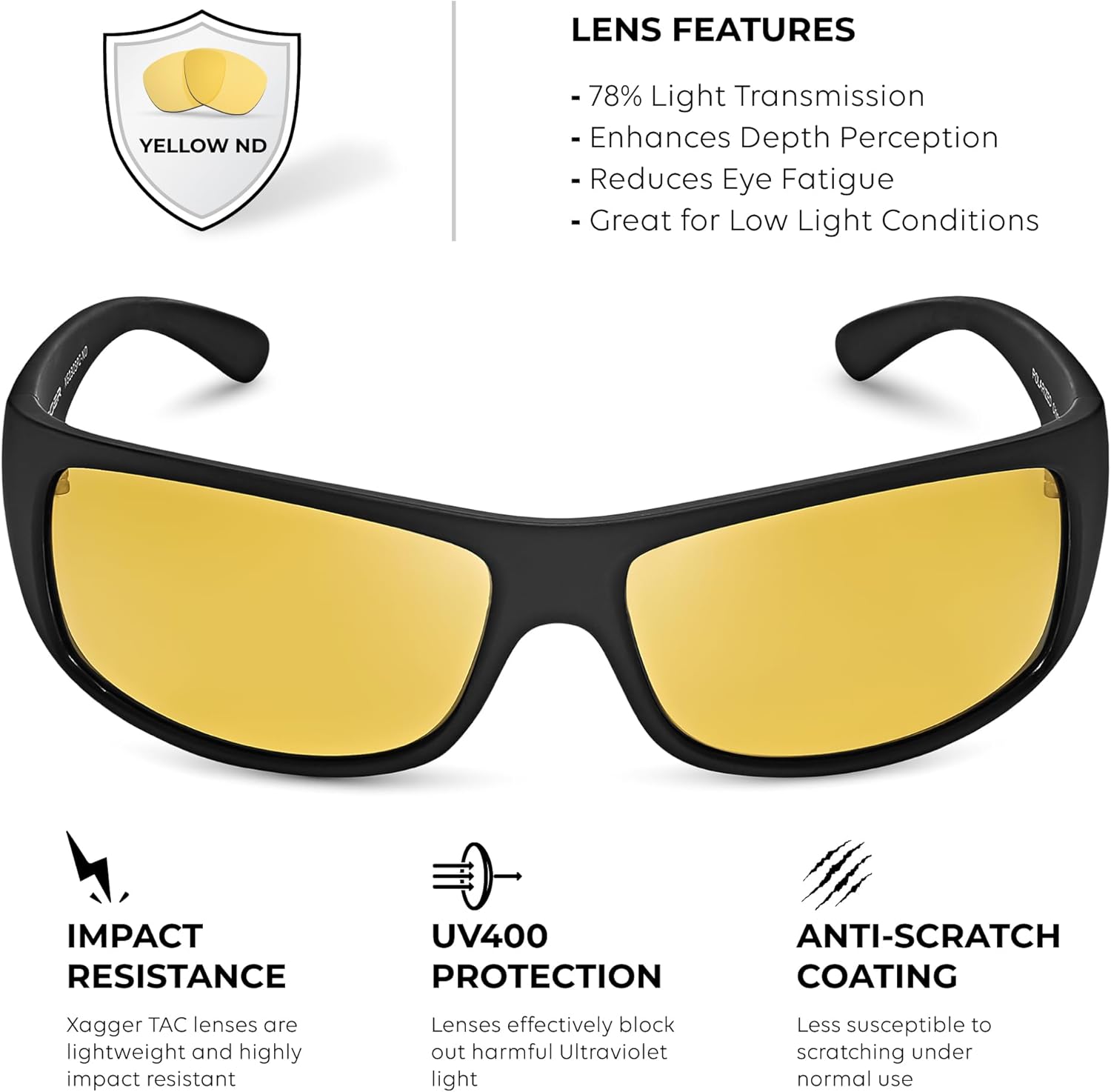 Xagger Sports Polarized Sunglasses for Men Wrap Around TR90 Frame Sun Glasses - Image 3