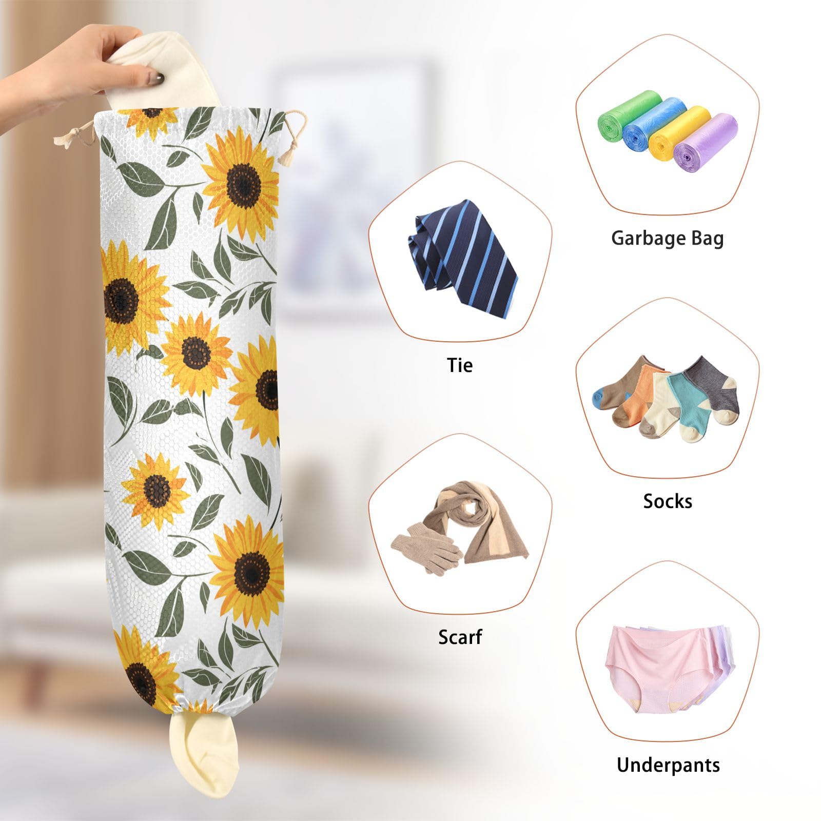 Organizer Da Parete A Forma Di Girasole Per Buste Di Plastica - Porta Sacchetti Pieghevole E Lavabile Per Cucina