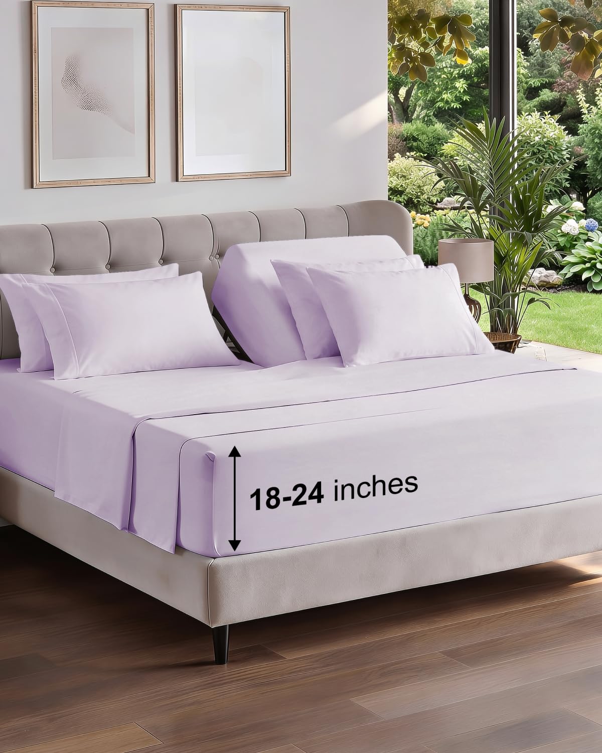 CGK Extra Deep Flex Top Split Head King 6pc Sheet Set - Light Lavender