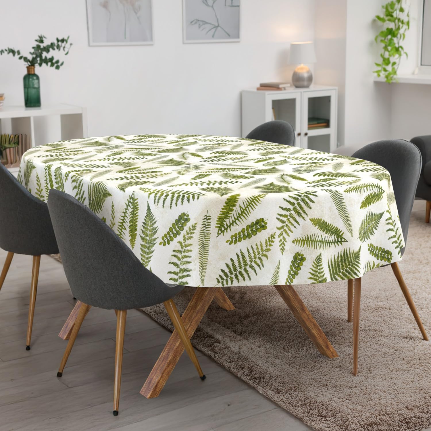 ANRO Obrus na stół, zmywalny, owalny, 180 x 140 cm, odporny na działanie wody, do użytku wewnątrz i na zewnątrz, efekt lotosu, krawędź cięta