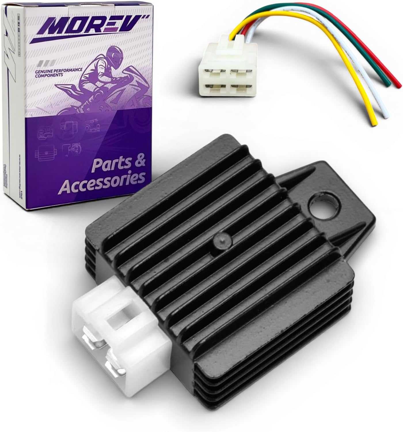 MOREV 12V 4-Pin Full Wave Voltage Regulator Rectifier, GY6 50cc-150cc ATV