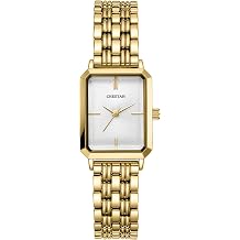 CHEETAH Gold Watches for Women, with Dainty Vintage Rectangular Case, Stainless Steel Bracelet, Waterproof