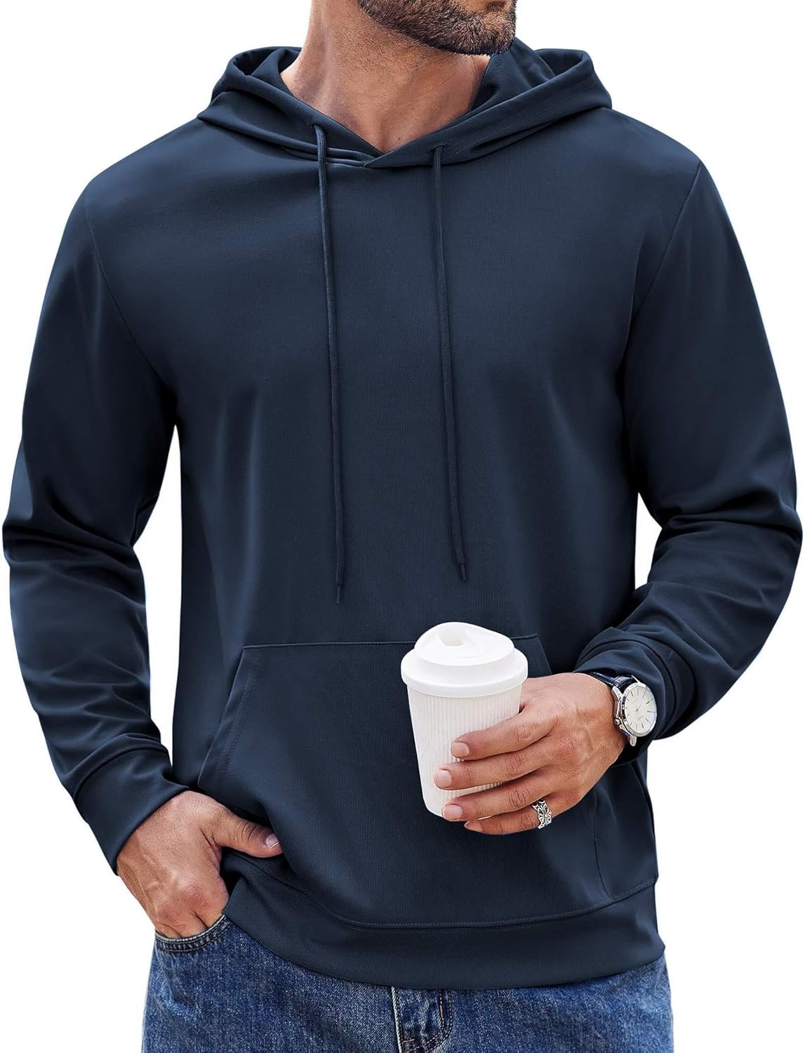 COOFANDY Men's Hoodie Long Sleeve Hooded Pullover Casual Fashion Sweatshirts Drawstring Gym Hooded with Kanga Pocket