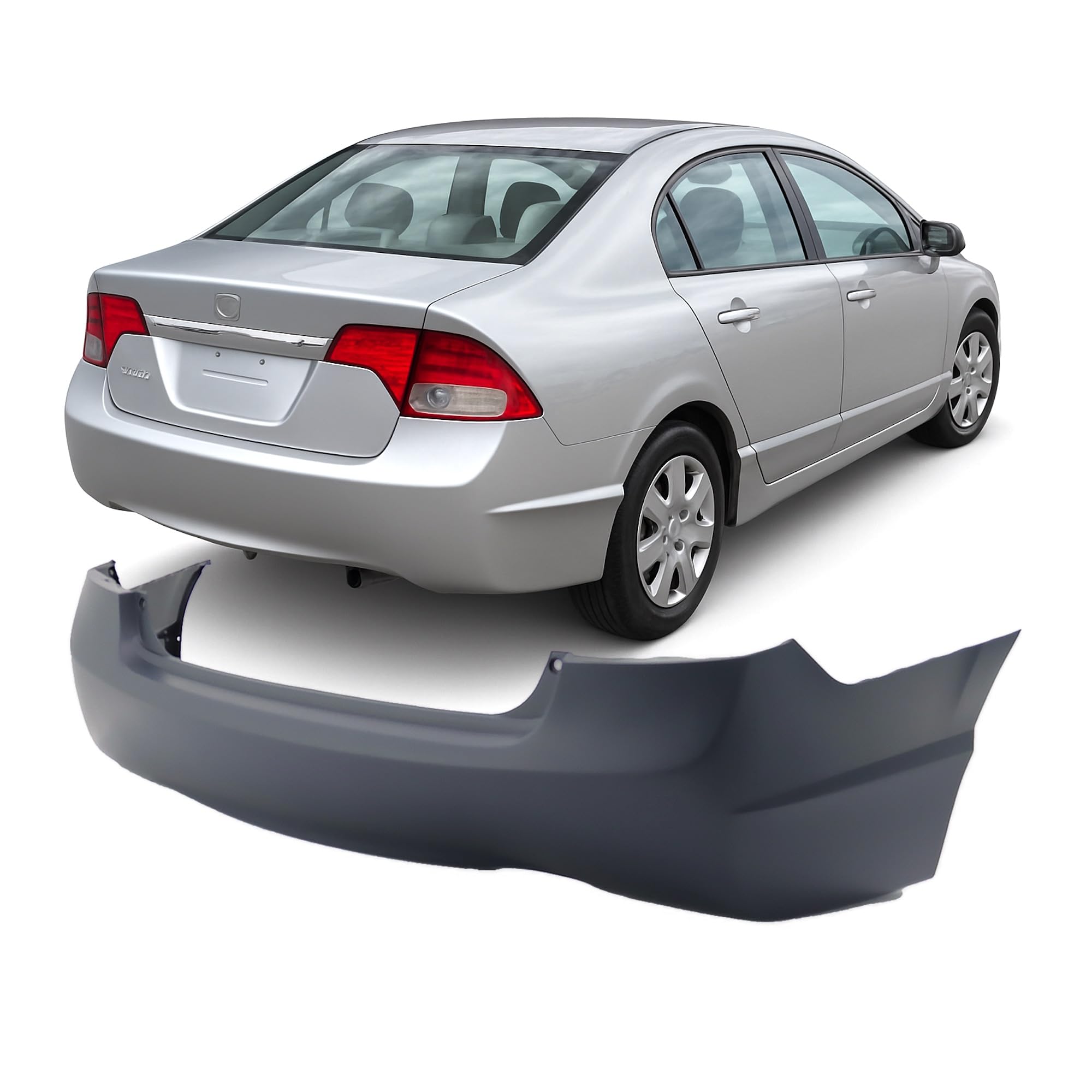 Compatible With Rear Bumper Cover Honda Civic 2006-2011 DX-G DX EX-L EX GX Hybrid Hybrid-L LX-S LX. New, Primed and Ready for Paint. HO1100235 04715SNAA90ZZ