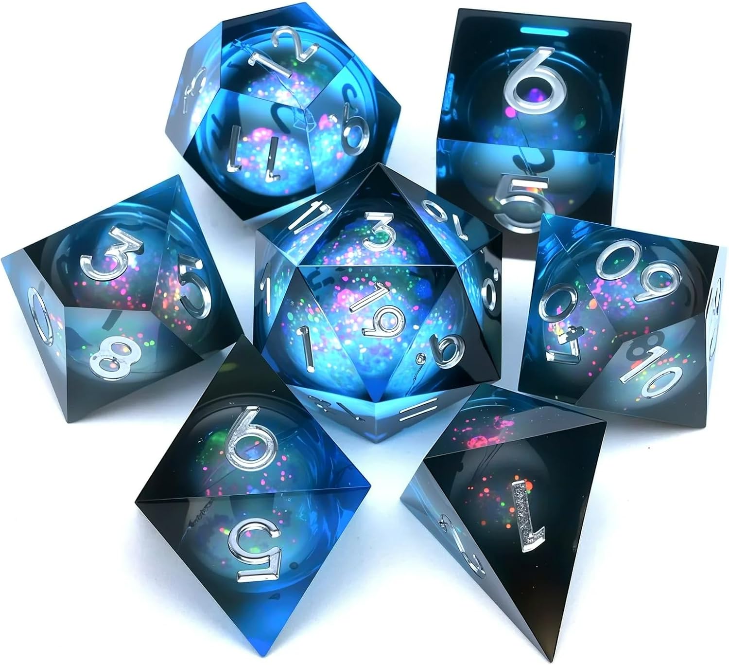 Dungeons and Dragons Liquid Core Dice Set D&D, Polyhedron DND Resin dice Set, Used for Role-Playing dice Magic Pathfinder Game DND dice Set (7 Pieces)
