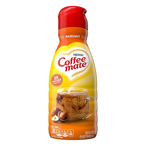 Nestle Coffee Mate - Crema líquida para café con avellana Crema líquida para café cálido y rico sabor Sin lactosa, sin gluten, sin lácteos para