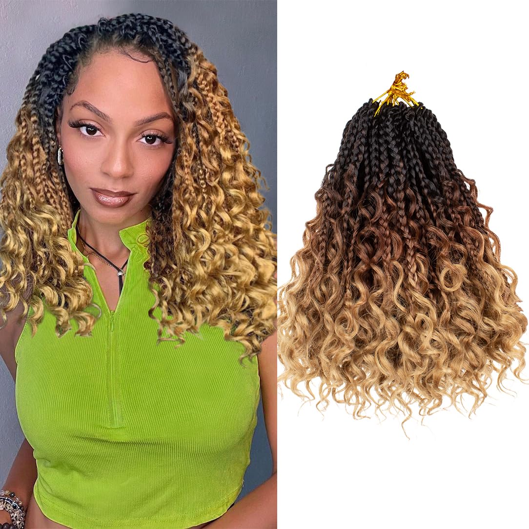 Beverlee Goddess Box Braids Crochet Hair 10 Inch Crochet Boho Box Braids Crochet Braids 8 Packs Bohemian box braids Box Braids with Curly Ends Messy
