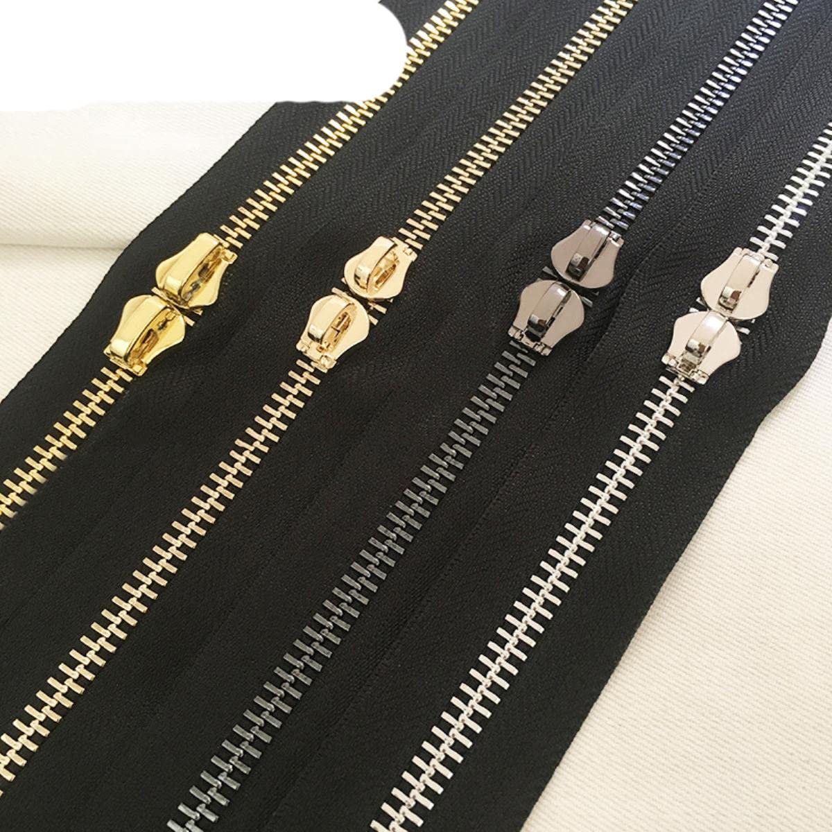 2M 3# 5# 8# 10# 15# Metallreißverschluss für Jacken Code Loading Coil Reißverschlüsse DIY Kleidungsstück Nähen Reißverschlüsse Tasche Ersatzteile Reißverschluss Zubehör-Pistole,No15,2Meters