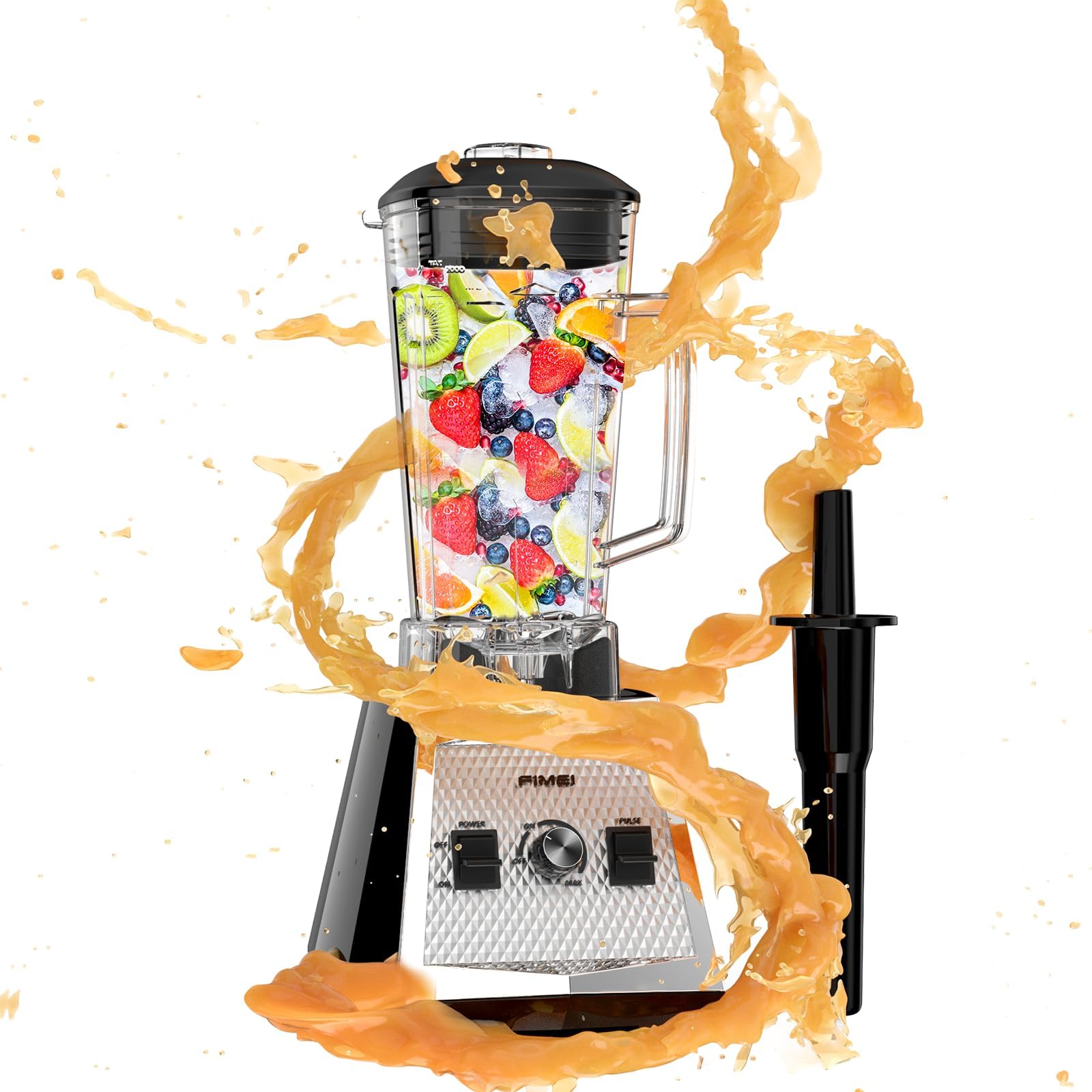 Blender Mixeur 2-en-1 Professionnel - 6000W, 2.5L, 9 Vitesses - Parfait Pour Smoothies, Glace Pilée, Soupes Et Jus