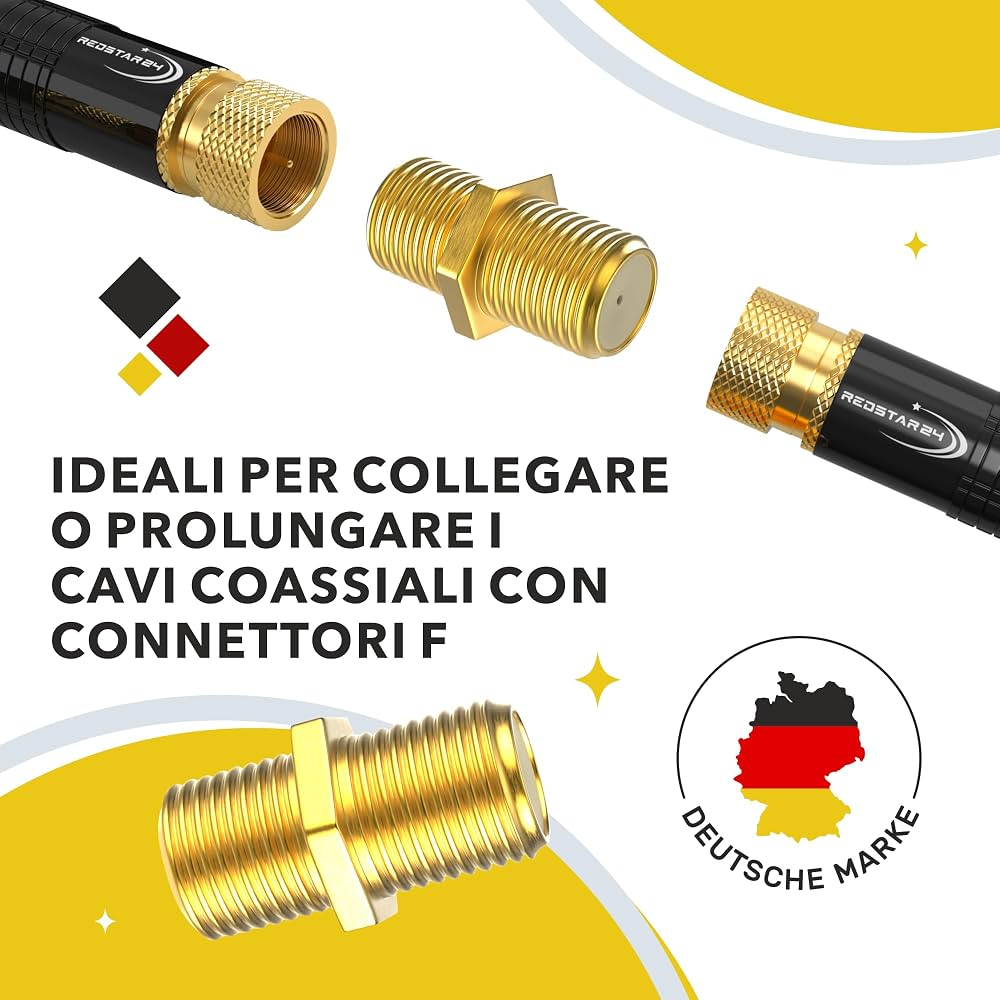 Set 2 Pz Connettore Antenna Coax A Vite Per Satellitare Tv Cavo Coassiale C-093