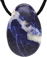 Lebensquelle Plus Teardrop Pendant with Cotton Cord and Information Paper | Genuine Natural Stone Set | Pierced Tumbled Stone in Teardrop Shape