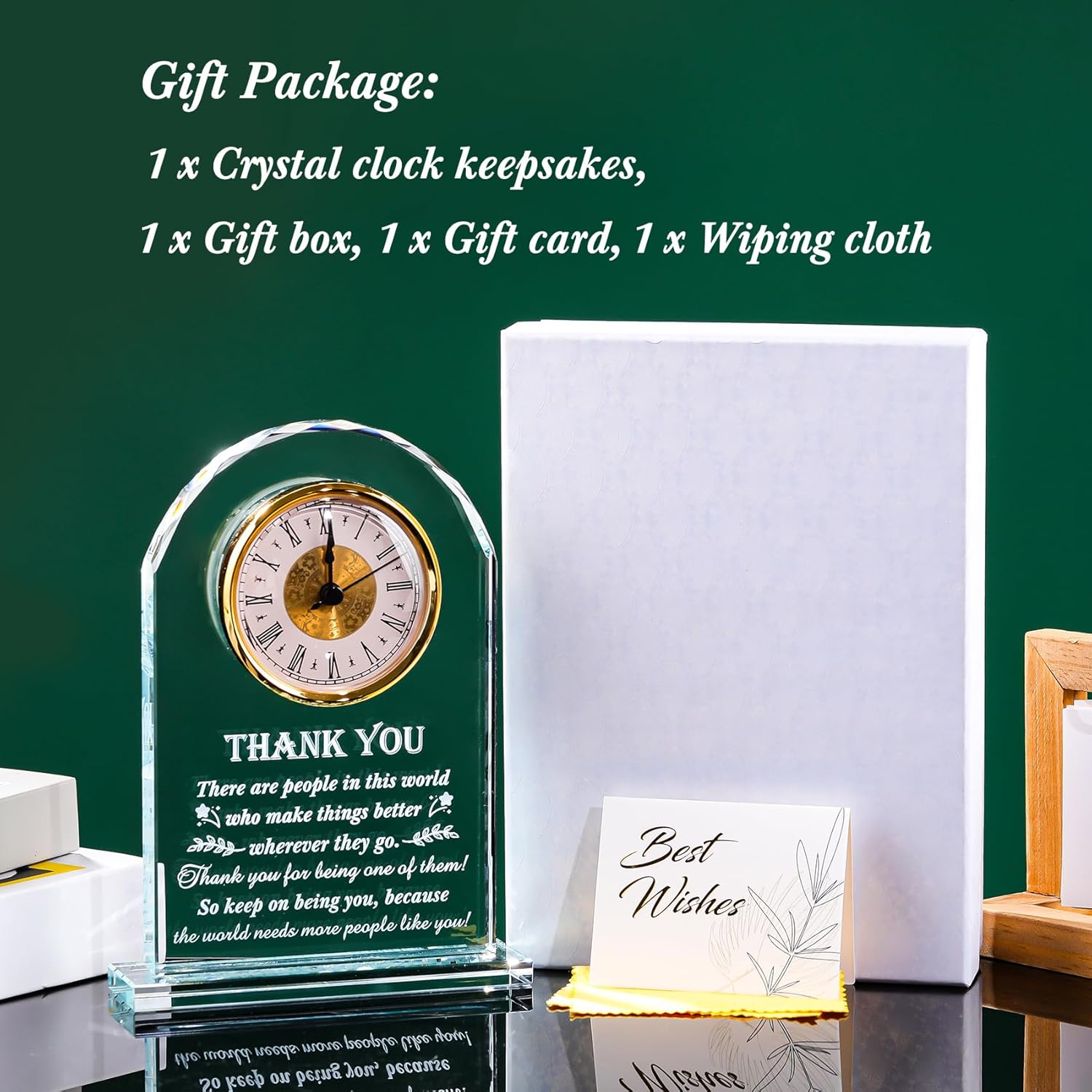 Thank You Gifts for Men Women - Appreciation Gift for Teacher Doctor Nurse Boss Coworker - Crystal Clock Inspirational Gratitude Presents for Male Leader Friends Christmas Grateful Plaque Decor - Image 6