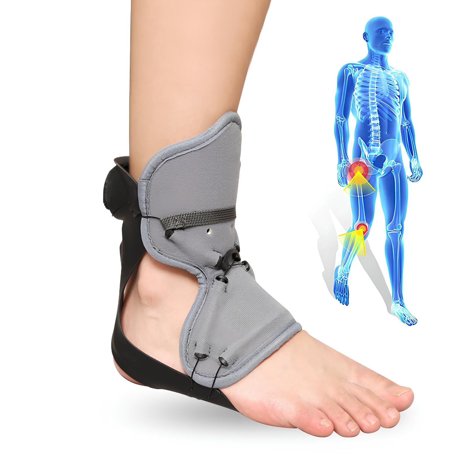 Ortesis ajustable para caída de pie, soporte para caída de pie, ortesis para tobillo y pie, la corrección es más fuerte, soporte estabilizador para pie caído para hombres y mujeres, derecho, grande