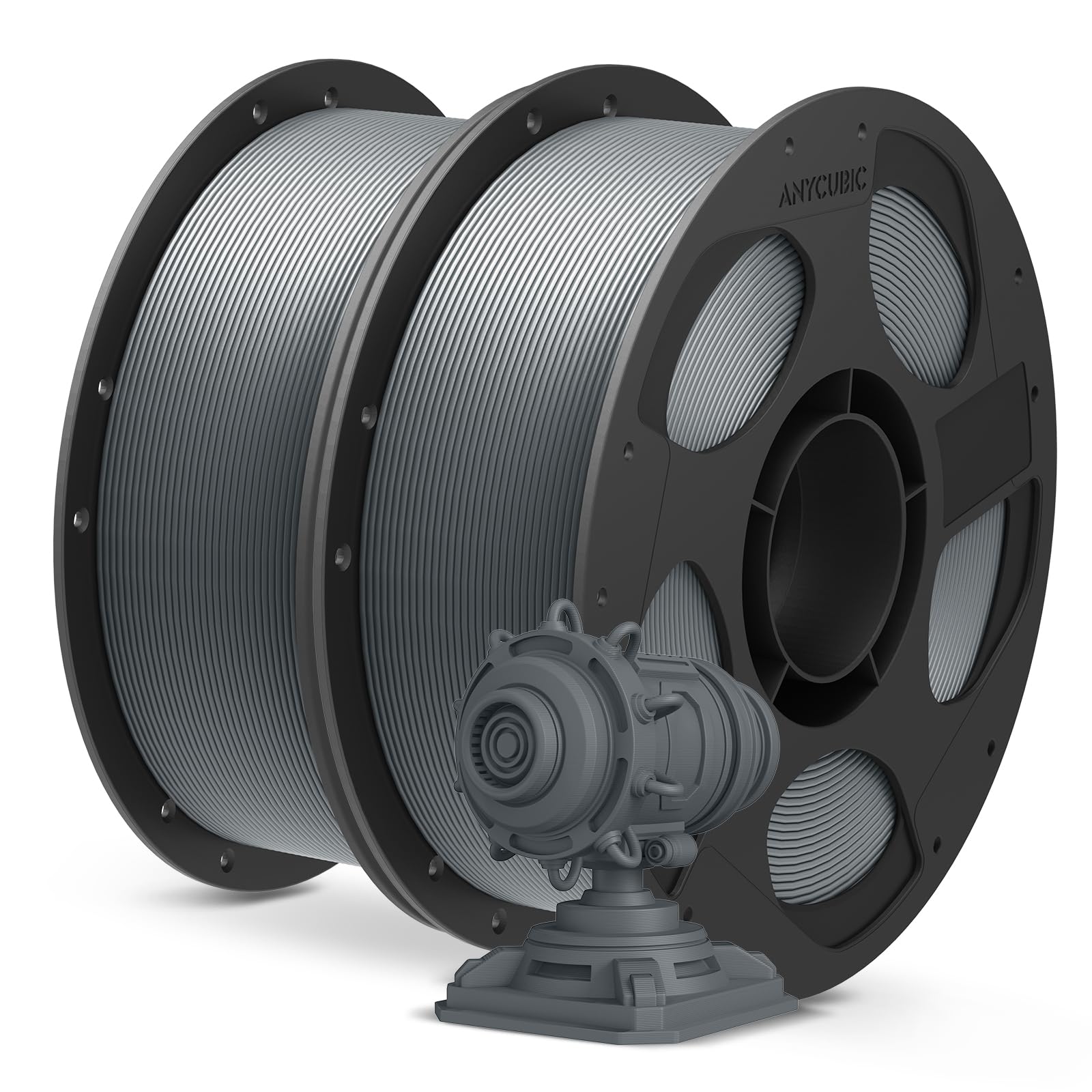 ANYCUBIC PLA Plus (PLA+), 3D Printer Filament 1.75mm Bundle, Dimensional Accuracy +/- 0.02mm, High Toughness, Print with Most FDM 3D Printers, 1KG Reusable Spool, 2kg, Grey + Grey