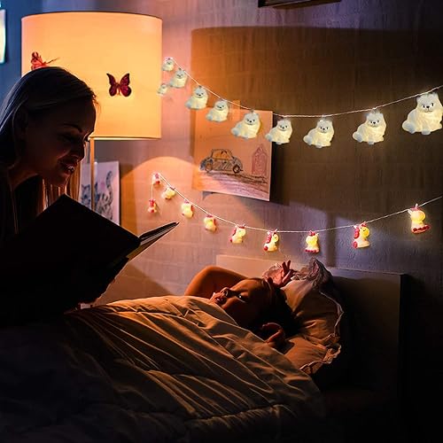 Miniatura 6 de Guirnalda de luces blancas para gatos persas alimentadas por pilas, lindo adorno de animales LED de hadas luces de gato para fiesta de Halloween,