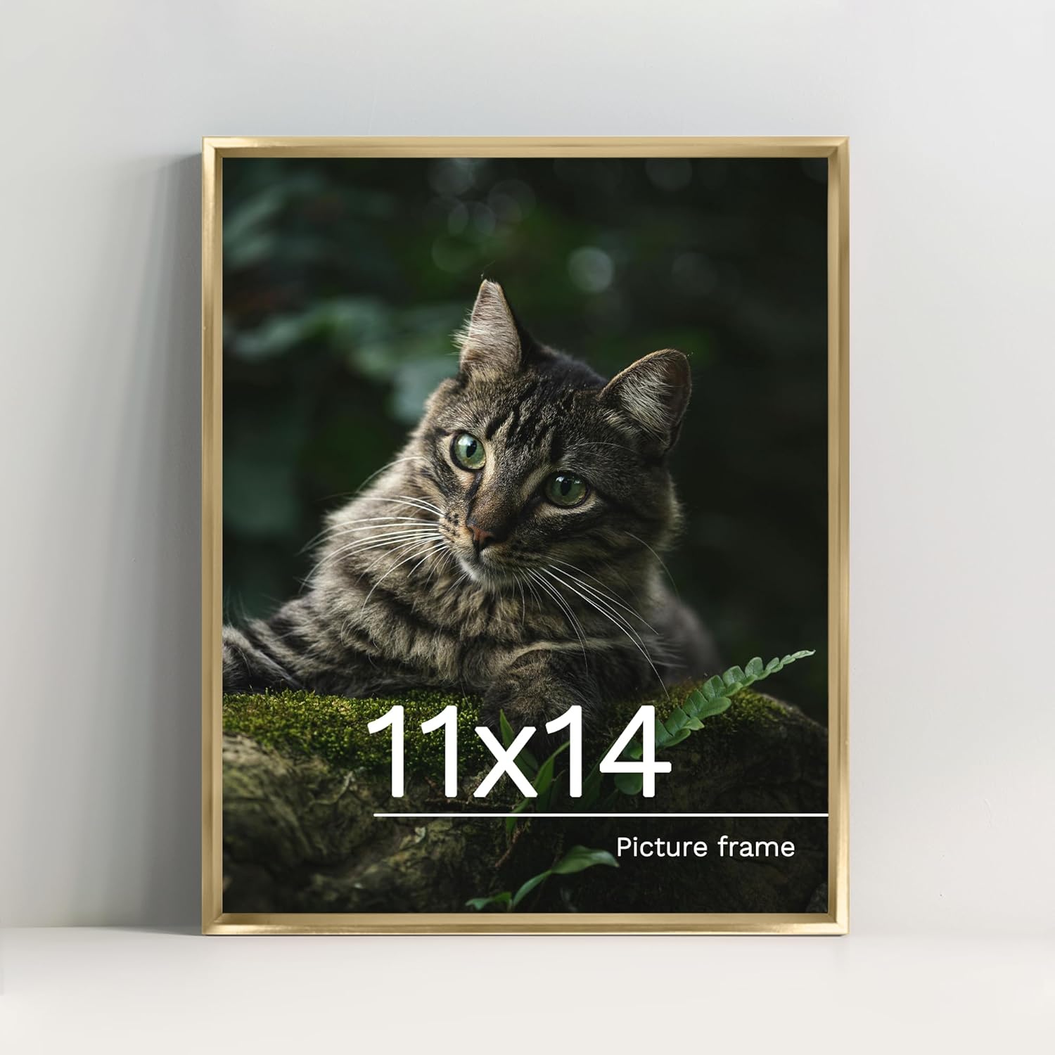 11x14 Metal Picture Frame - Framed Custom Wall Art Ready to Hang - Gift for Friends Family Pet Baby - Gold aluminium alloy