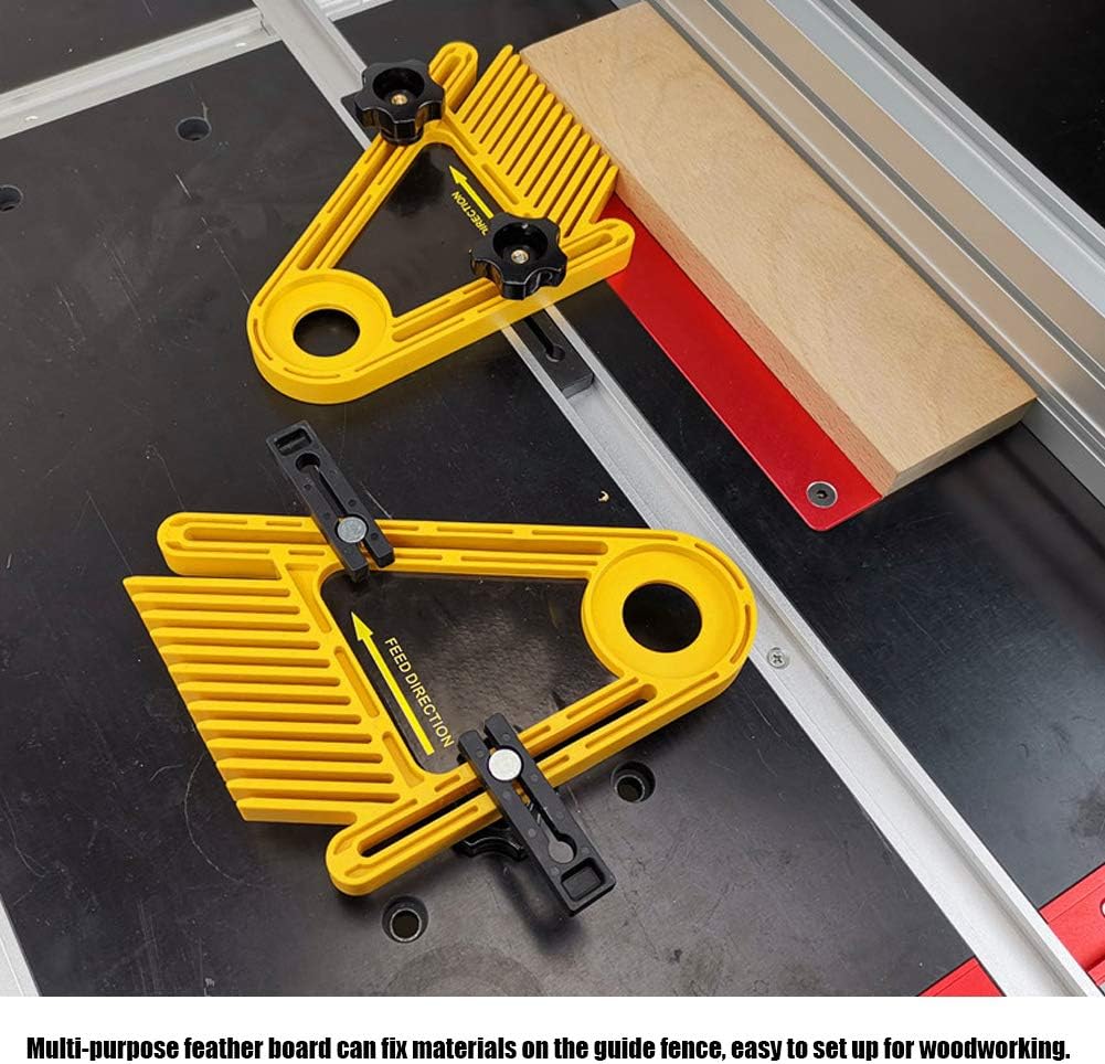 Double Feather Loc Board, Multi-Purpose Tables Saws Miter Gauge Slot Featherboards Woodworking Power Tool Accessories Yellow