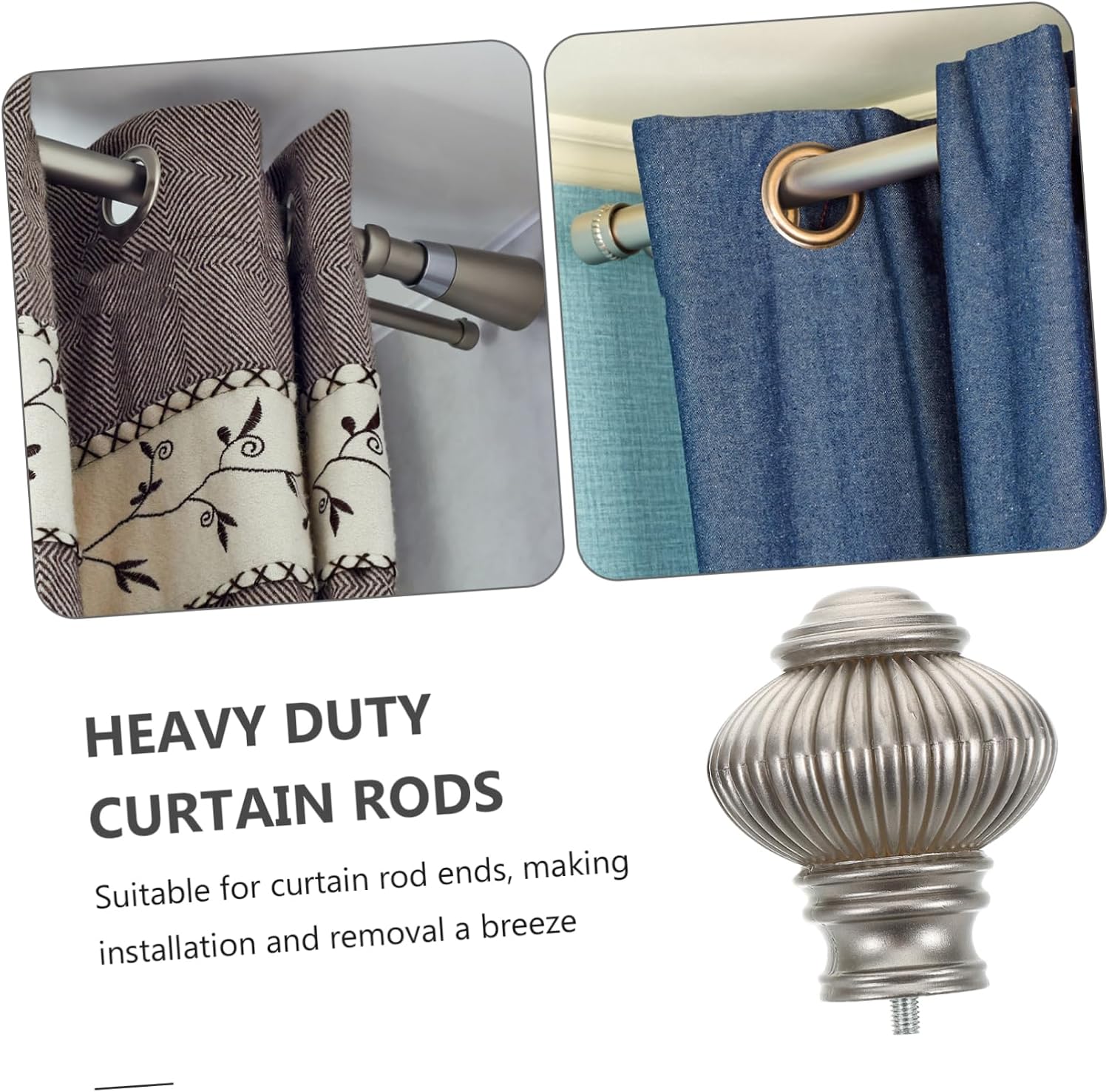 Luxshiny 2Pcs Decorative Curtain Rod Finials Caps for Home Office Window Treatment Elegant End Plugs for Drapery Rods Stylish Finial Replacement for Curtain Decor