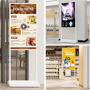 43 Inch 4K Touchscreen Kiosk, Indoor Capacitive Touch Floor Standing Digital Signage Displays, Advertising Display LCD Kiosk, UHD Interactive Display Poster Android System, HDMI/USB/WiFi