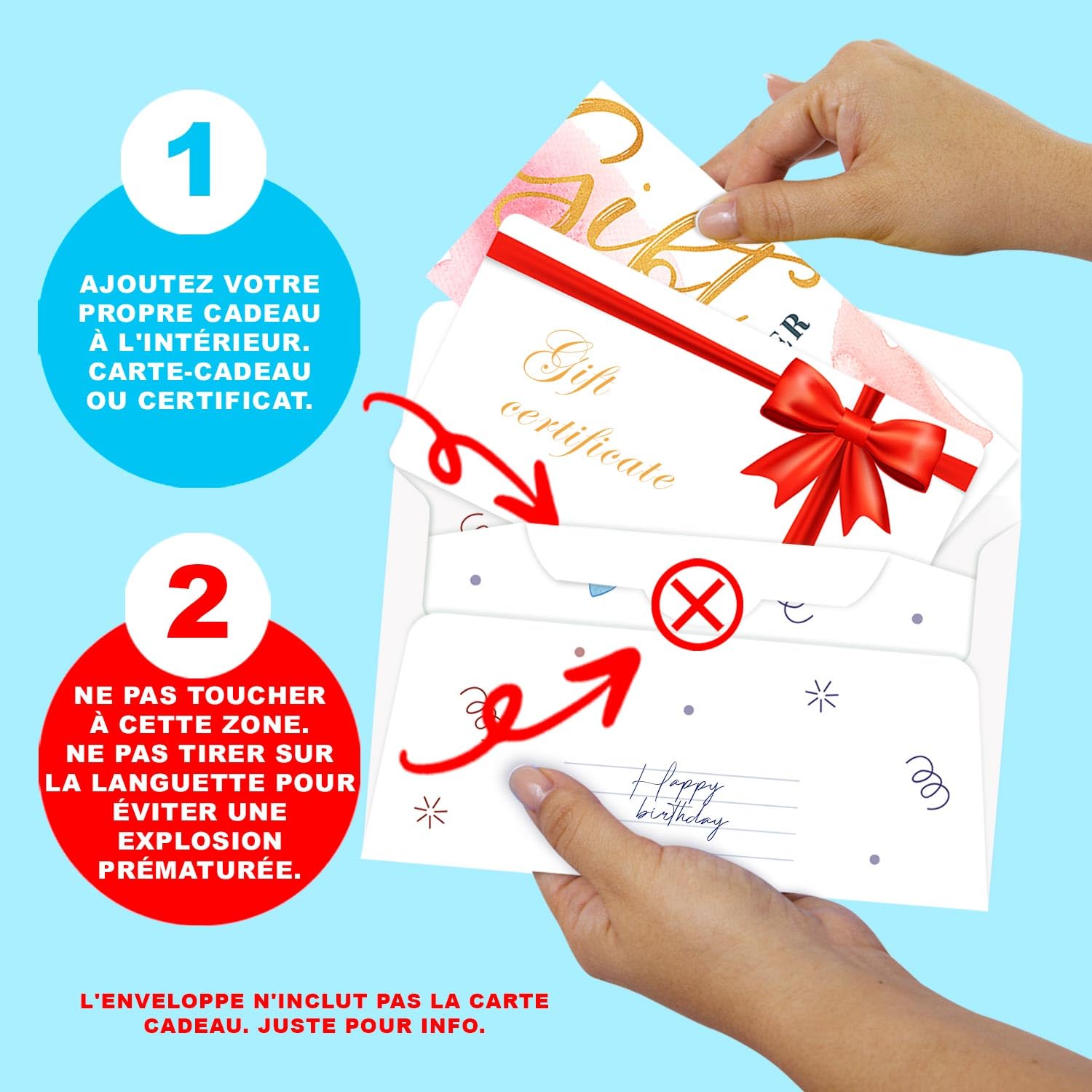 FETTIPOP 2 en 1 Boum Enveloppe Explosion Confettis Anniversaire Noir Premium 22 x 24 cm