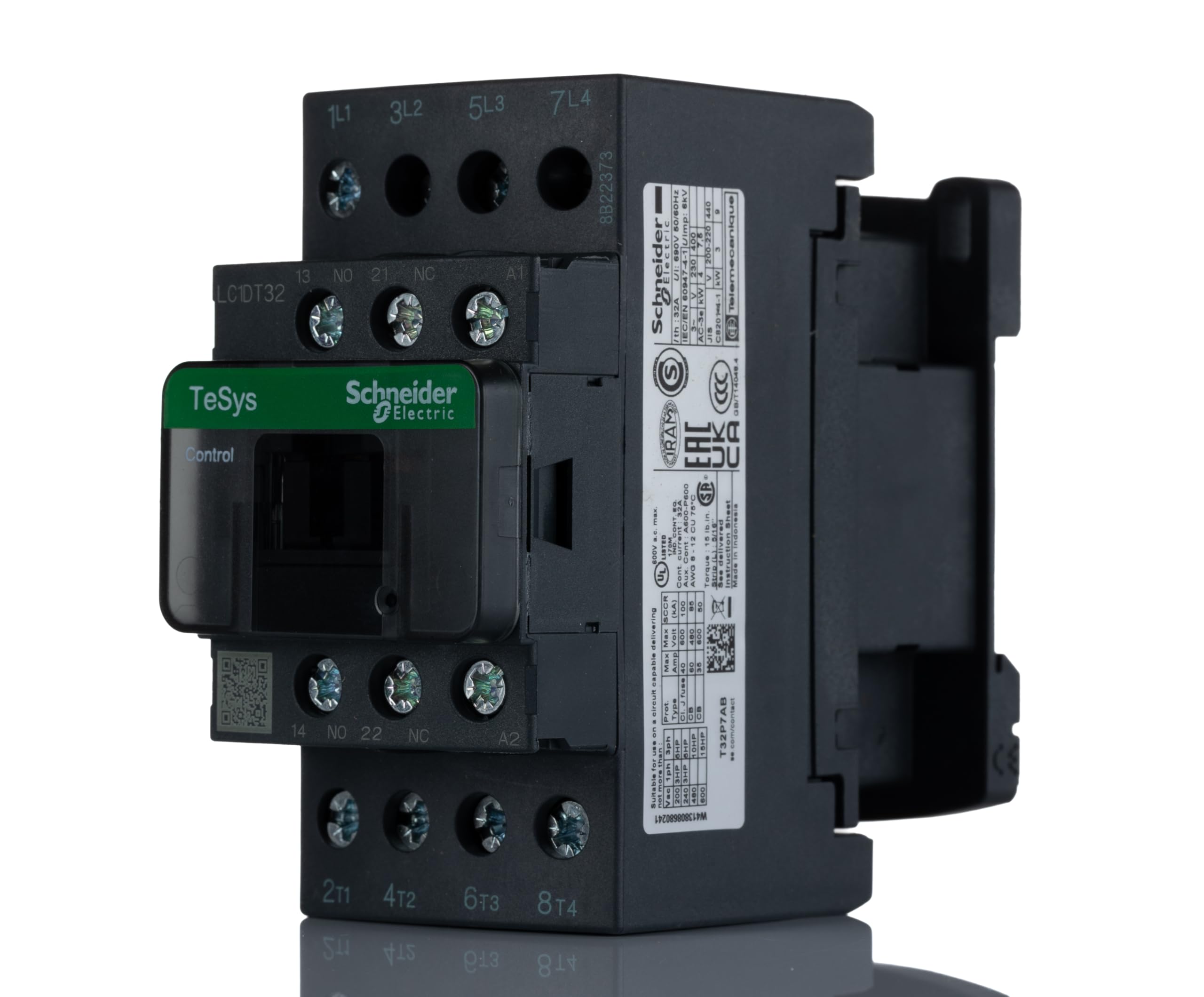 Schneider Electric, TeSys D contactor - 4P(4 NO) - AC-1 - <= 440 V 32 A - 230 V AC 50/60 Hz coil, LC1DT32P7