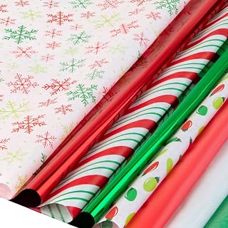 100 Sheets Christmas Tissue Paper for Gift Bags-Bulk Christmas Wrapping Paper- Holiday Tissue Paper -Snowflake Shiny Metallic with Bright Bulbs 20"X20" inch Gift Wrapping Holiday Tissue Paper Sheets