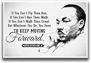 JSC455 Keep Moving Forward Martin Luther King Jr Quote Poster Drawn Portrait | 18-Inches By 12-Inches | Motivational Inspirational | Premium 100lb Gloss Poster Paper