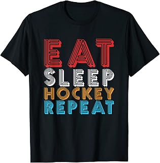 Eat Sleep Hockey Repeat Retro Themed Youth Christmas Gift T-Shirt