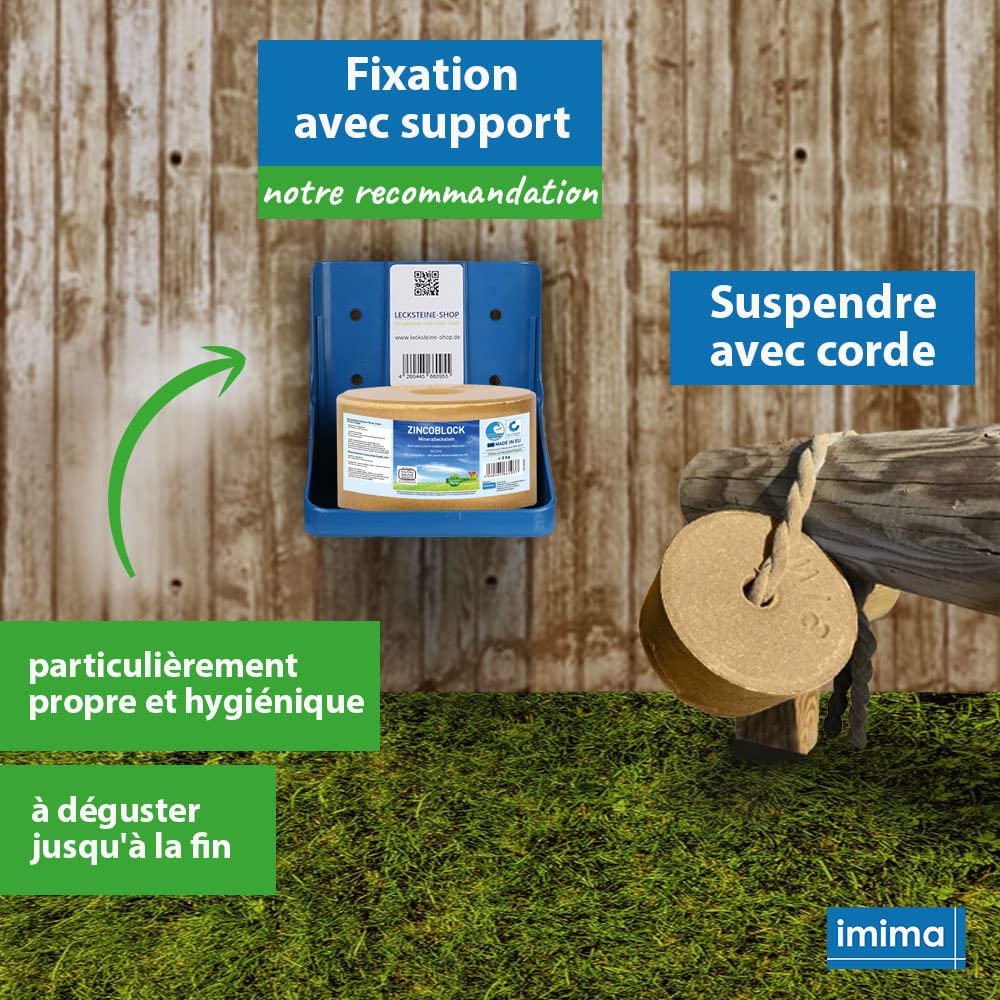 ZINCOBLOCK Lot de 4x3 kg - Pierre à lécher minérale pour Chevaux avec Zinc, Fer, Cobalt et sélénium - Pierre à lécher minérale pour Chevaux avec sel méditerranéen