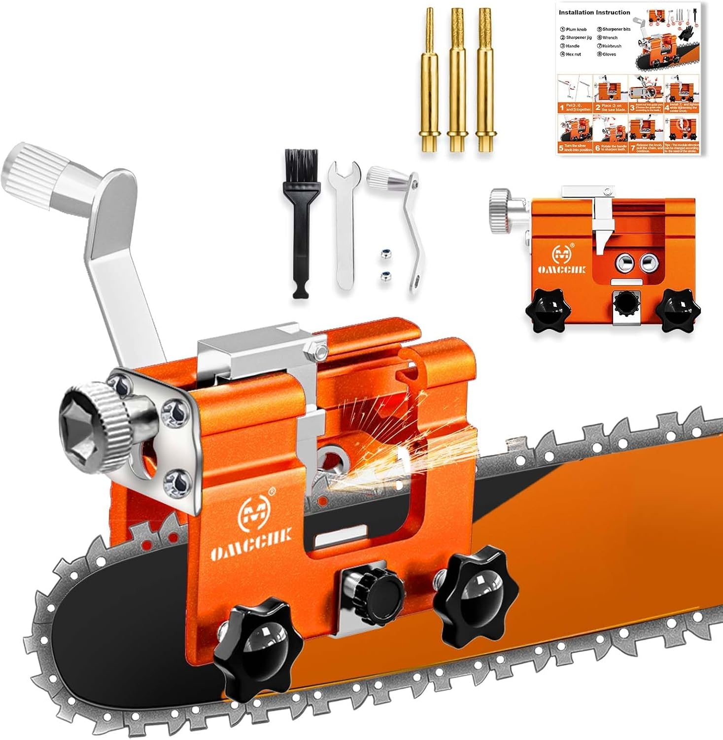 OMCCHK Portable Chainsaw Sharpener Tool Kit with 3 High Hardness ...