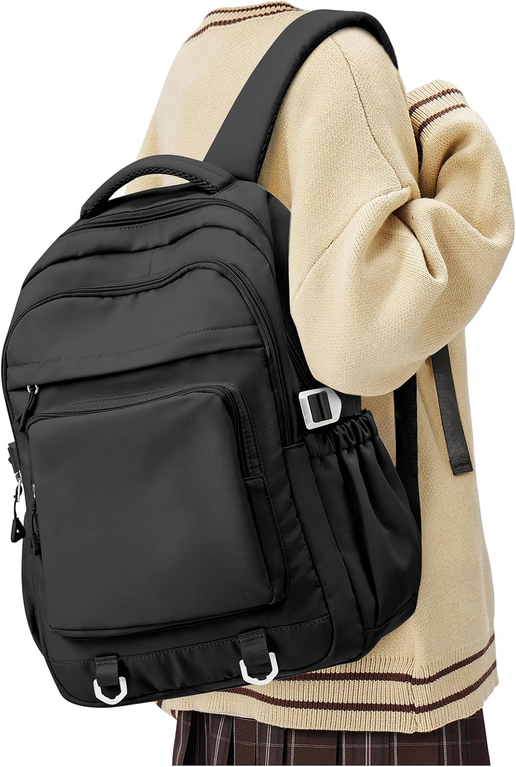 Middle School Backpack For Men Women Simple Backpack For College Students Aesthetic High School Bag Waterproof Bookbag For Teens Girls Boys（Beige）