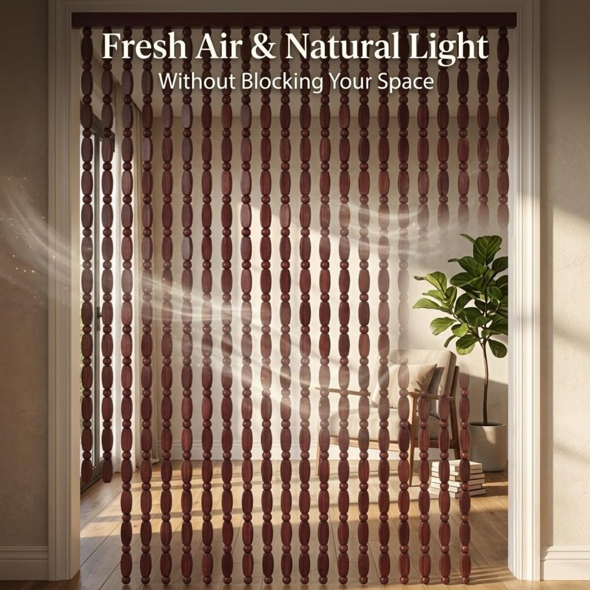 Rideau À Perles en Bambou Pour Porte, Fait Main et Réutilisable, Séparateur de Pièce Décoratif, Rideau Suspendu Pour Protection Contre Les Insectes, Cuisine Chambre(Claret,100x180cm)