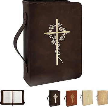 Bible Cover Case for Women, Large PU Leather Bag with Handle
