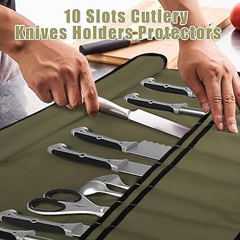 Amazon.com: QIQU Army Green Chef Knife Bag With 20 Slots Cutlery