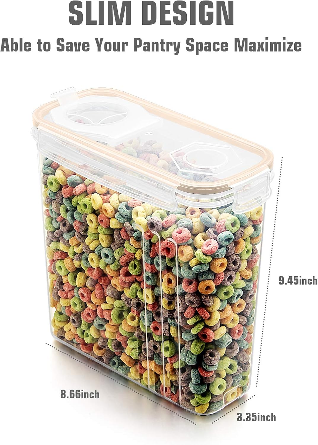 Wildone Large Cereal Storage Containers, BPA Free Airtight Cereal Containers Storage for Sugar, Flour, Snack, Baking Supplies, Dry Food Containers with Lids Khaki - 5PCS (4L /135.3oz)