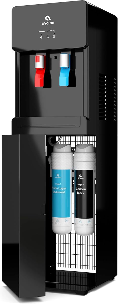 Self Cleaning Touchless Bottleless Water Cooler Dispenser - Hot & Cold Water, Child Safety Lock, Innovative Slim Design - UL- Black - A7BOTTLELESSBLK