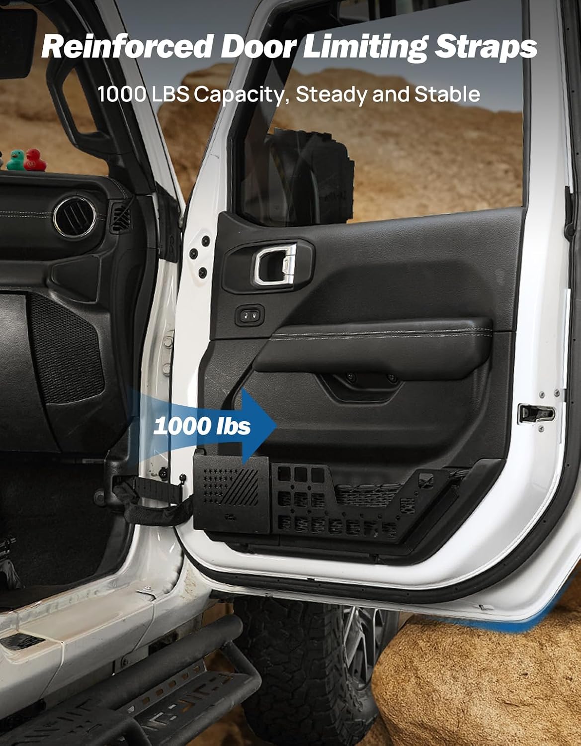 JOYTUTUS Door Limiting Straps Compatible with Wrangler, 2 Pack Updated Heavy Duty Strong Adjustable Door Limiting Check Strap for Wrangler CJ YJ TJ JK JKU JL JLU 1996 to 2026 Load 1000 Lb