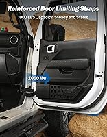 Vista 4 de JOYTUTUS Correas de limitación de puerta compatibles con Wrangler, paquete de 2 correas de control de limitación de puerta ajustables resistentes