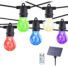 48FT Commercial Outdoor String Lights RGB - Dimmable Shatterproof Edison Bulbs with Remote, Waterproof Patio Lights for Cafe, Yard, Party, Wedding