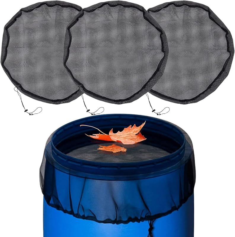 Lot de 3 filets de citerne de pluie de 100 cm - Réglable - Avec cordon de serrage - Diamètre : Protection contre les feuilles et les insectes